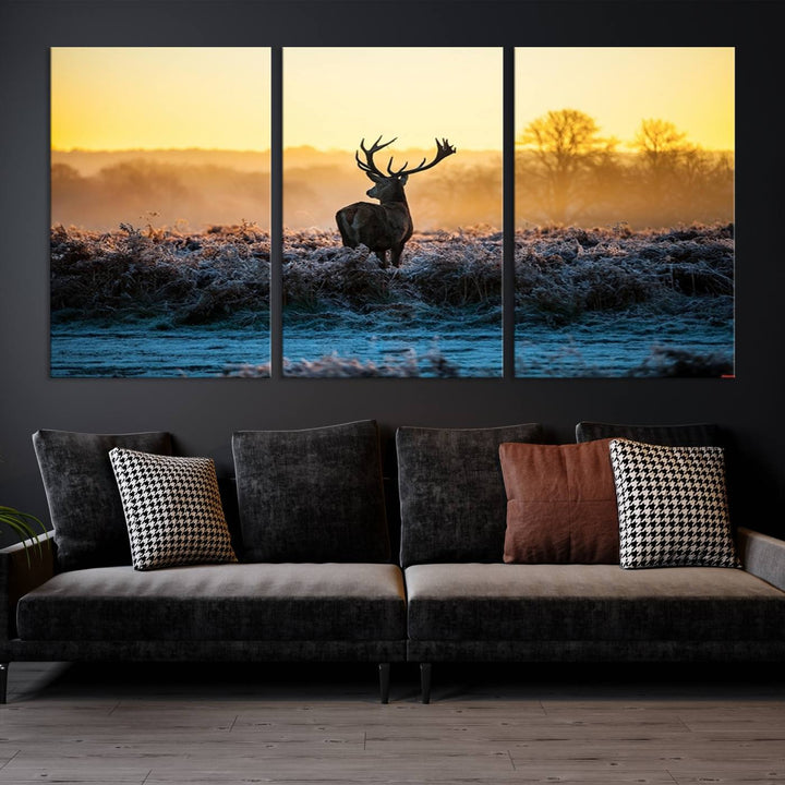 Deer at Sunset Canvas Print