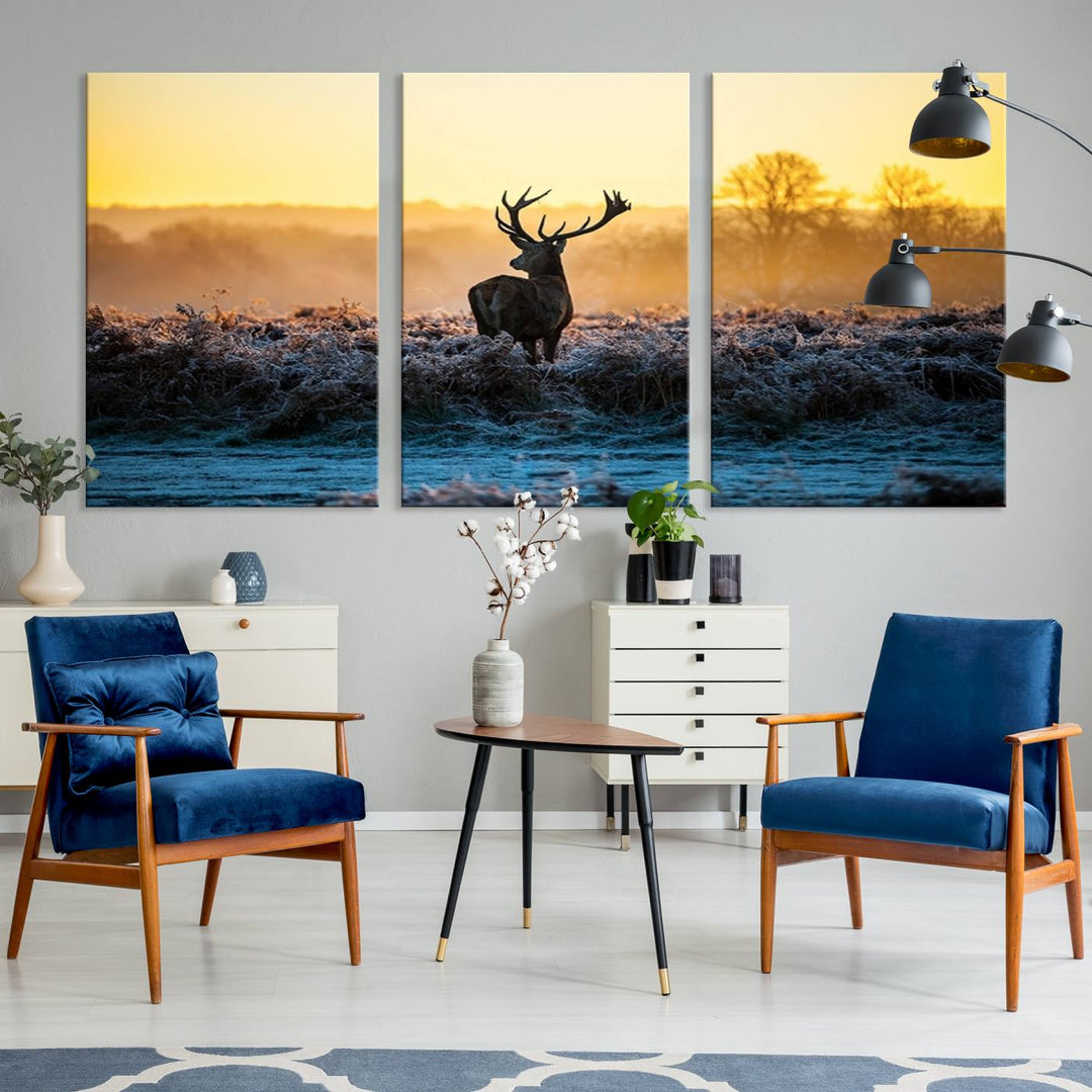 Deer at Sunset Canvas Print