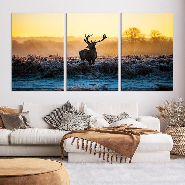 Deer at Sunset Canvas Print