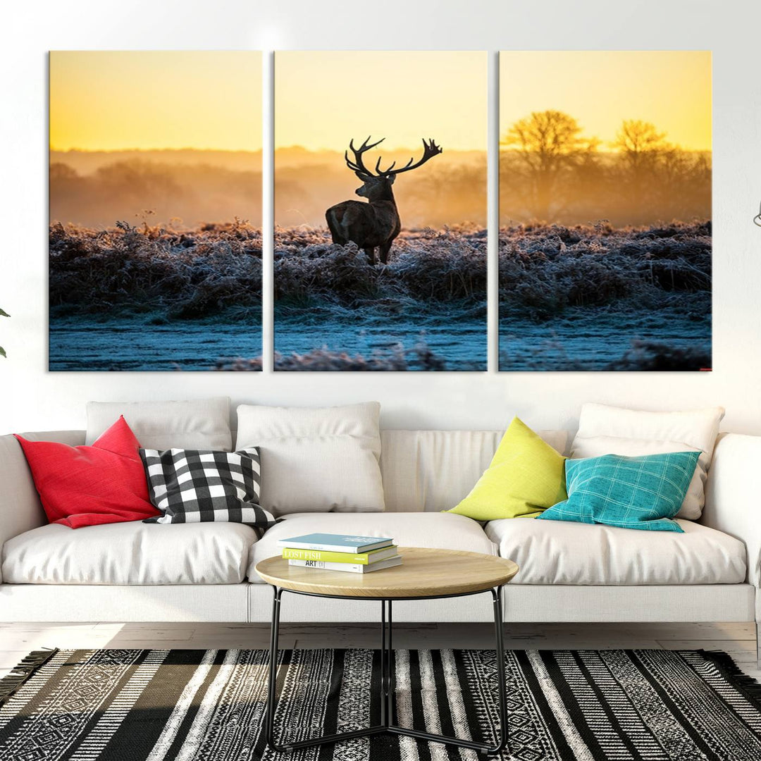 Deer at Sunset Canvas Print