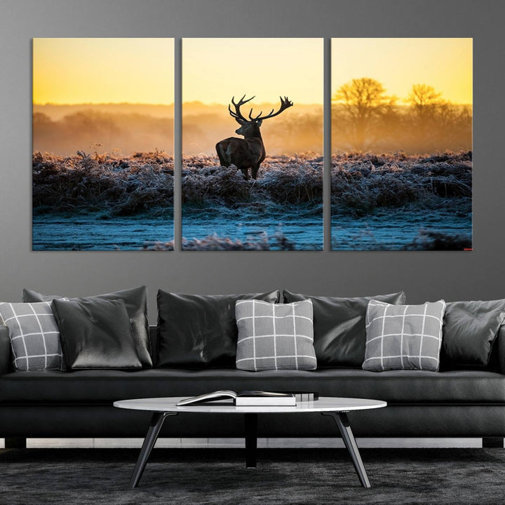 Deer at Sunset Canvas Print