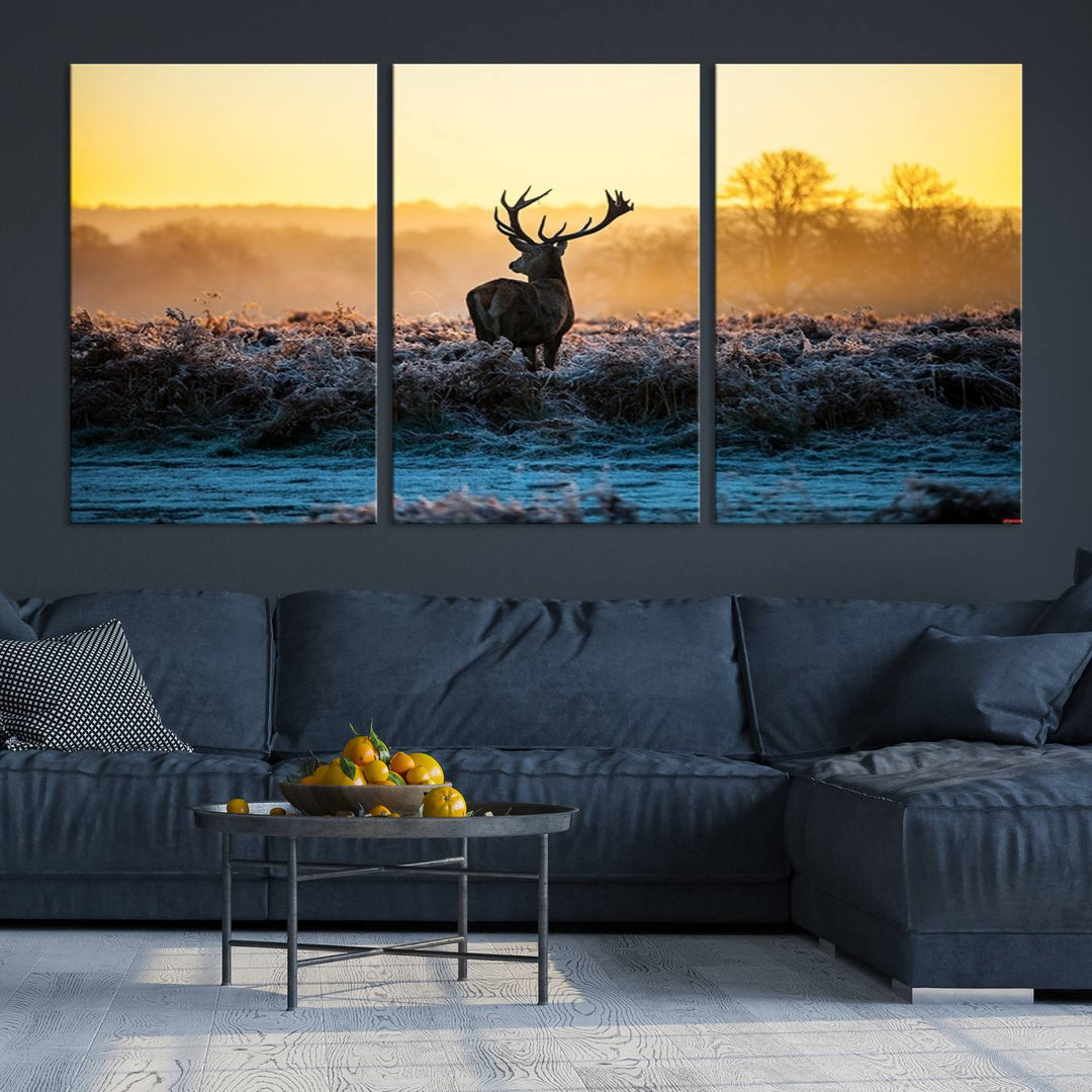 Deer at Sunset Canvas Print