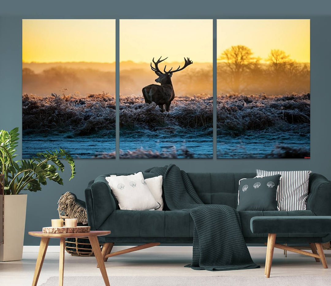 Deer at Sunset Canvas Print