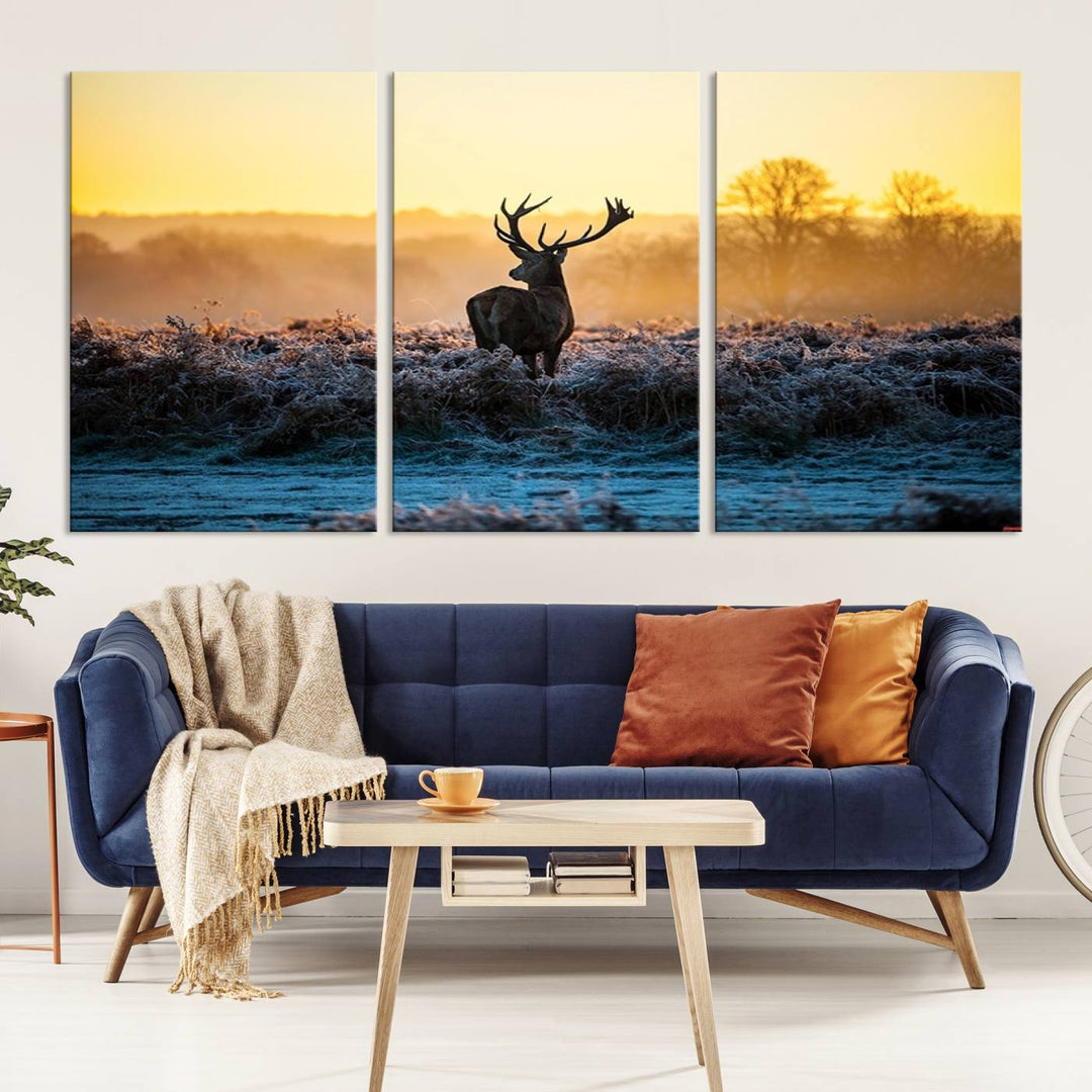 Deer at Sunset Canvas Print