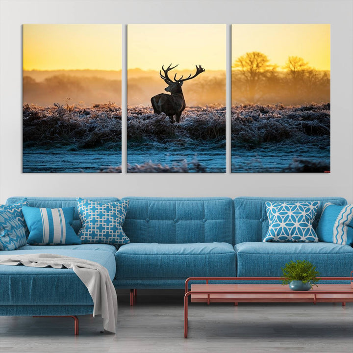 Deer at Sunset Canvas Print