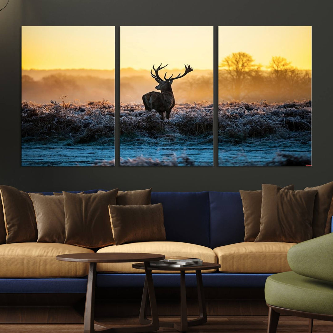 Deer at Sunset Canvas Print