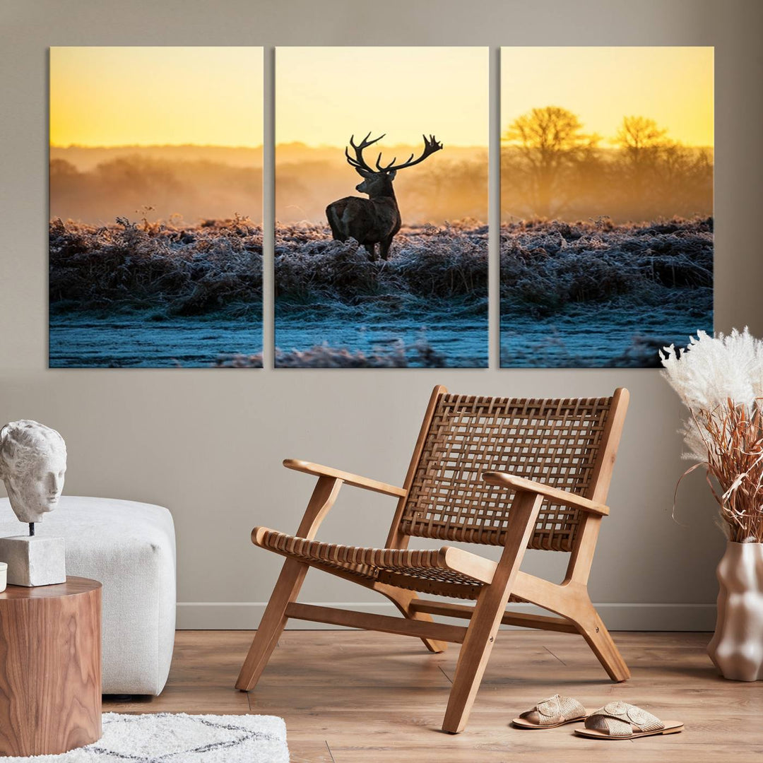 Deer at Sunset Canvas Print