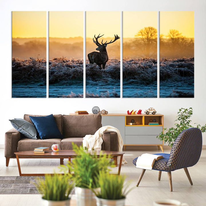 Deer at Sunset Canvas Print