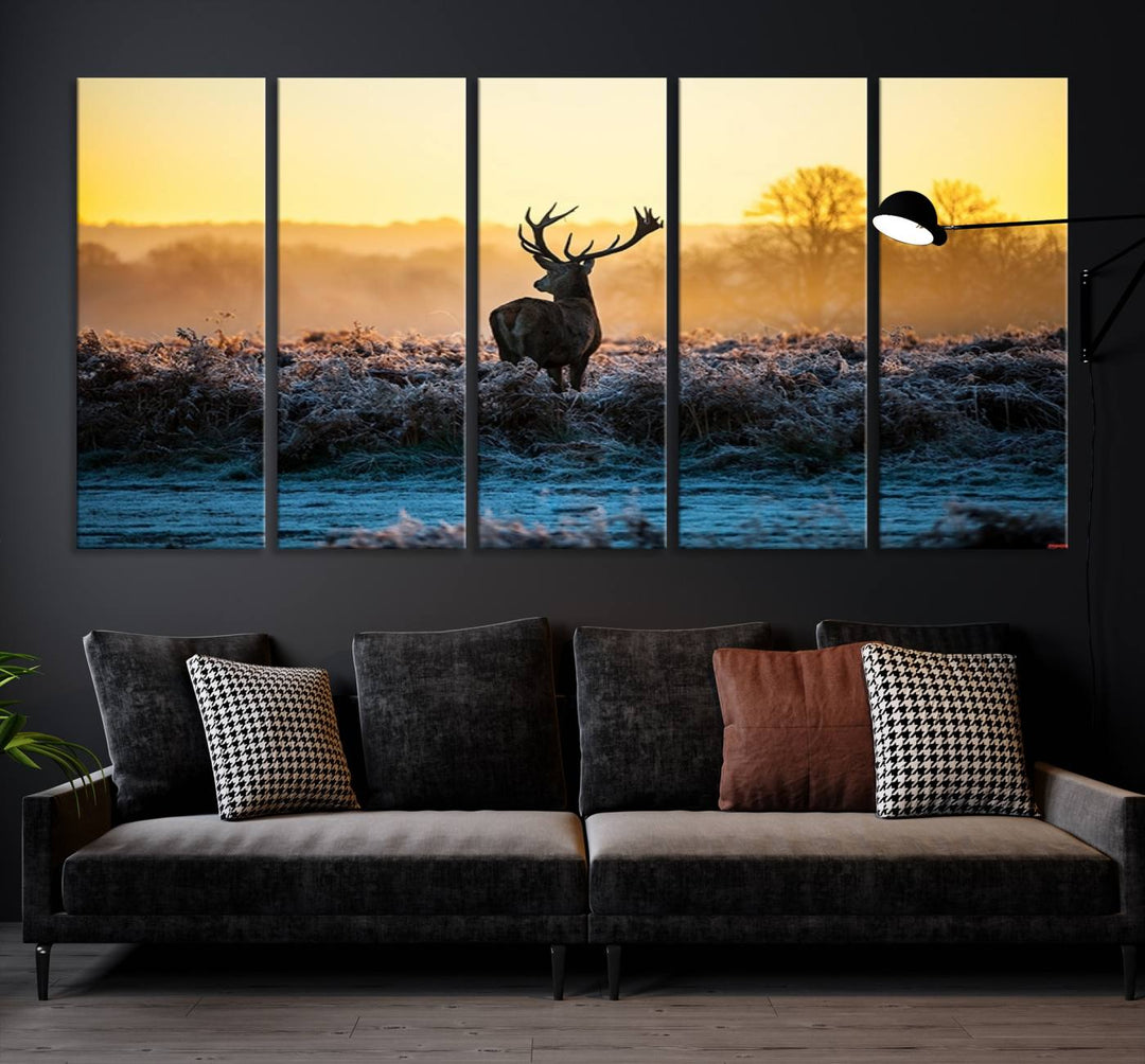 Deer at Sunset Canvas Print