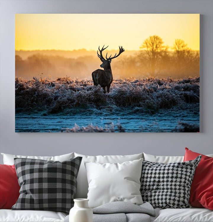 Deer at Sunset Canvas Print