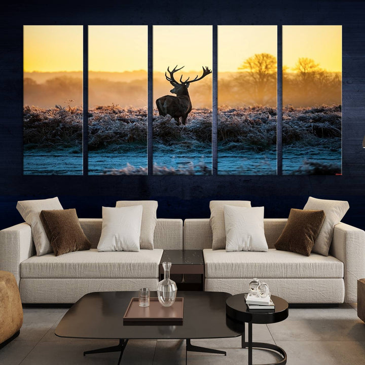 Deer at Sunset Canvas Print