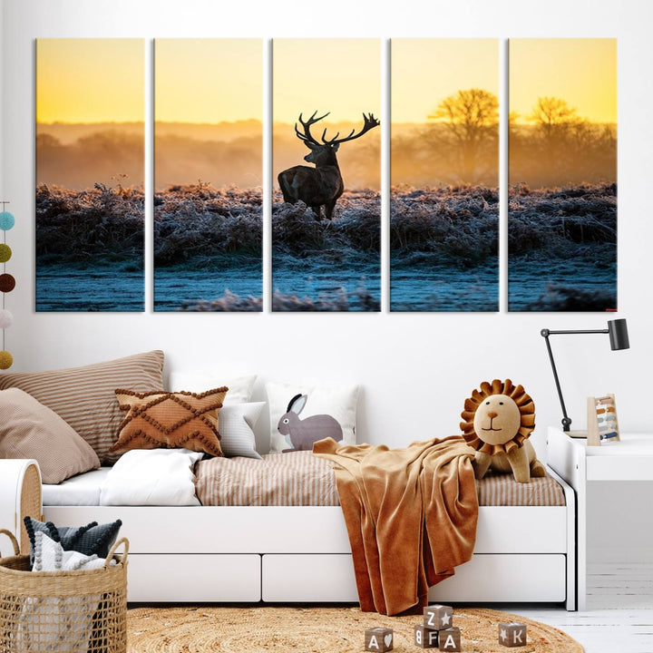 Deer at Sunset Canvas Print