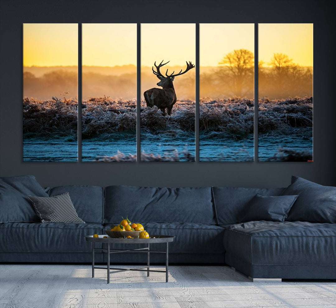 Deer at Sunset Canvas Print