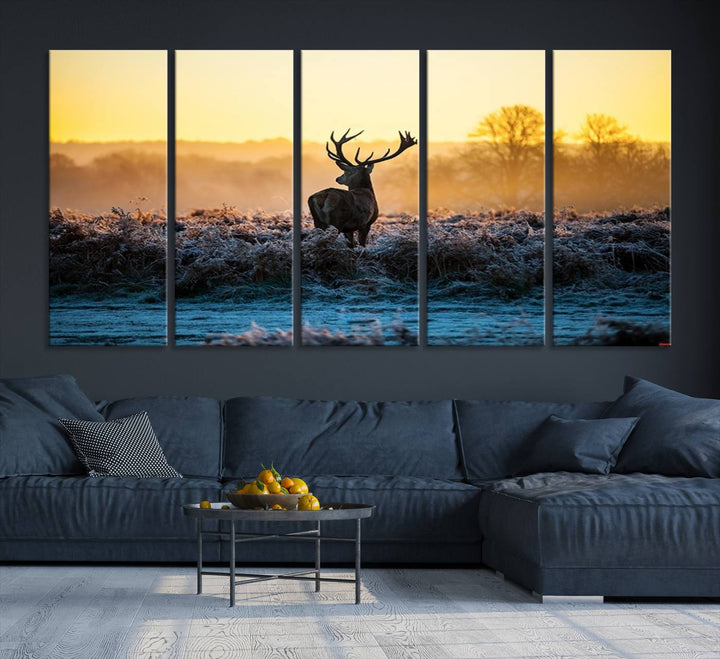 Deer at Sunset Canvas Print