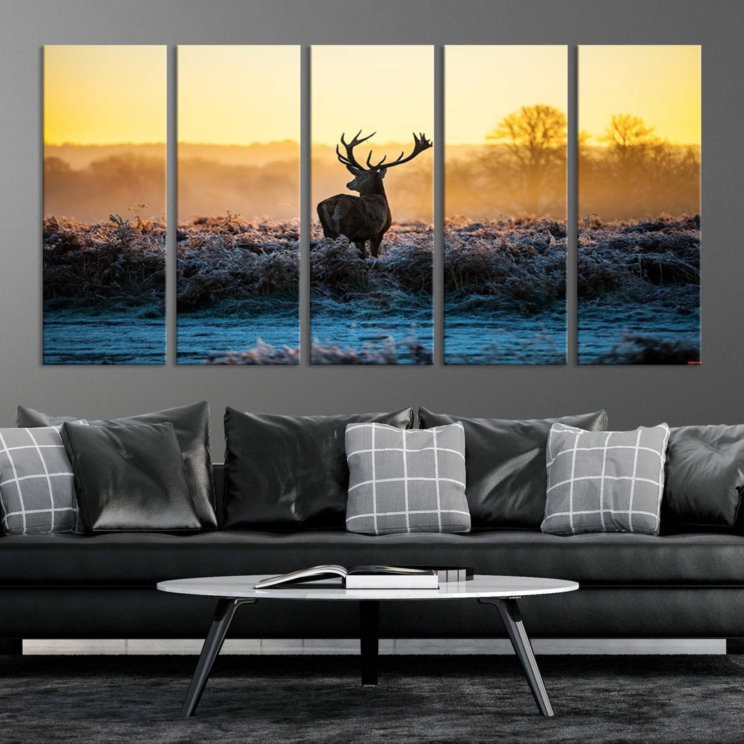 Deer at Sunset Canvas Print