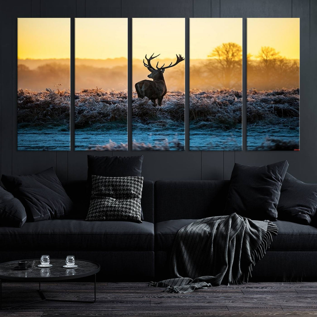 Deer at Sunset Canvas Print