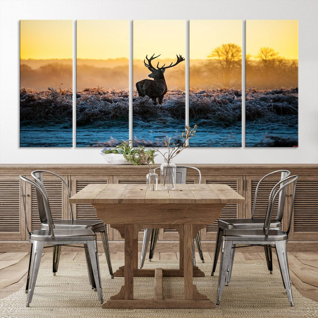 Deer at Sunset Canvas Print