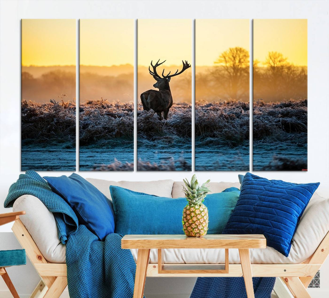 Deer at Sunset Canvas Print