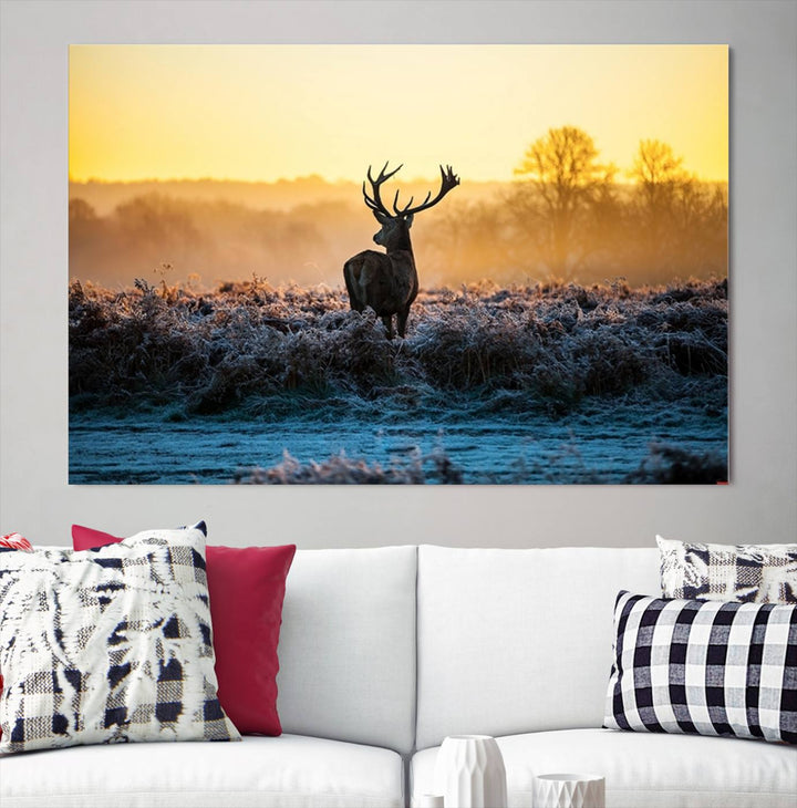 Deer at Sunset Canvas Print