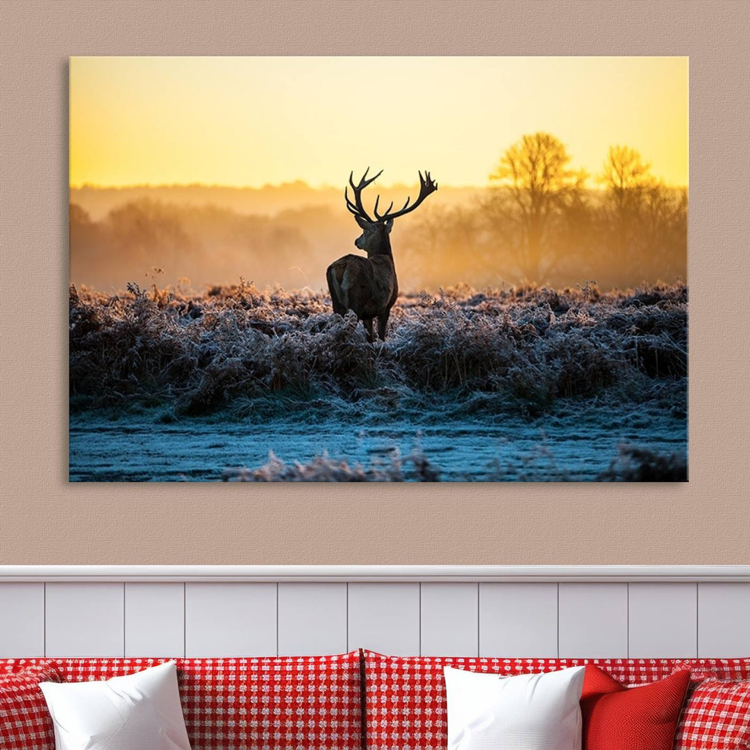 Deer at Sunset Canvas Print