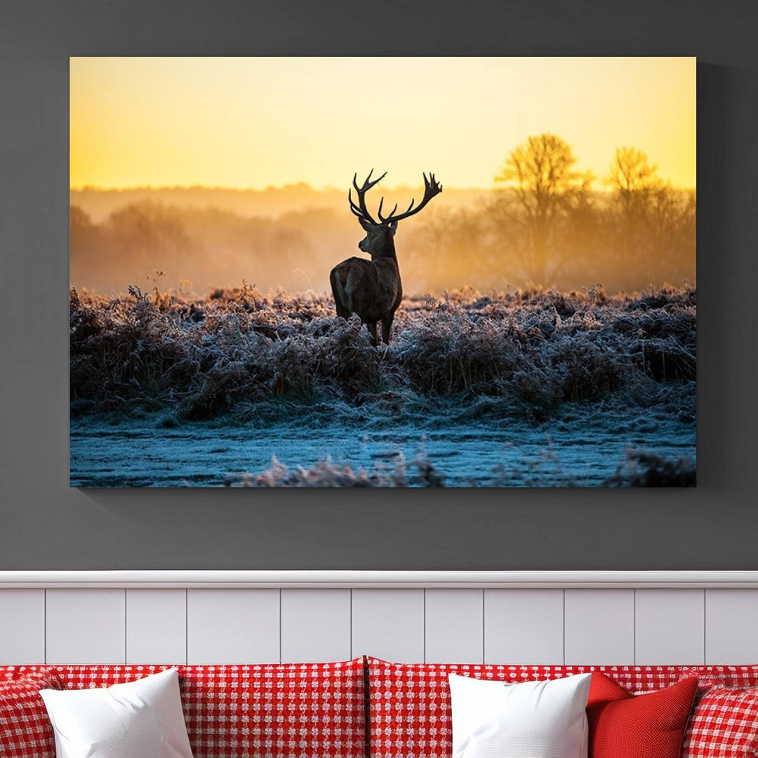 Deer at Sunset Canvas Print