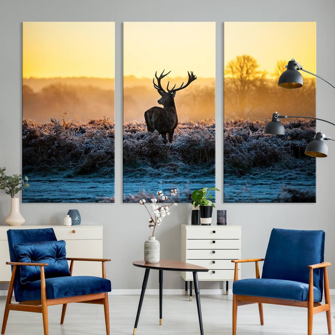 Deer at Sunset Canvas Print