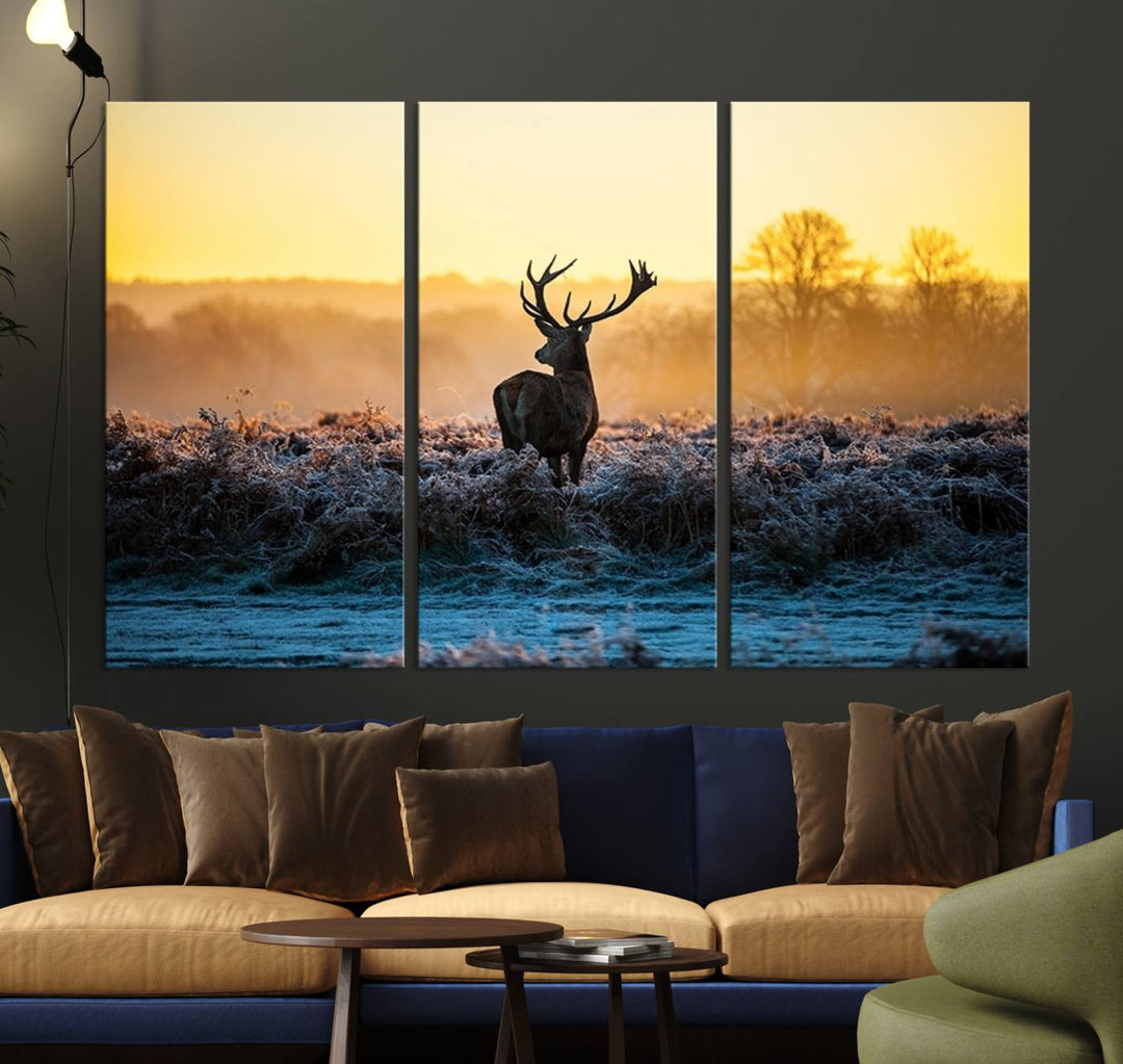 Deer at Sunset Canvas Print