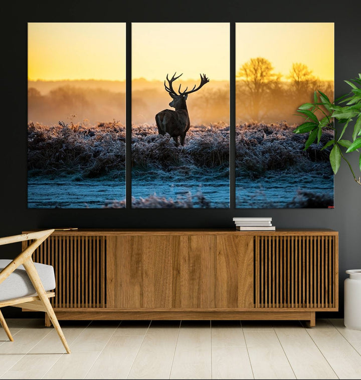 Deer at Sunset Canvas Print