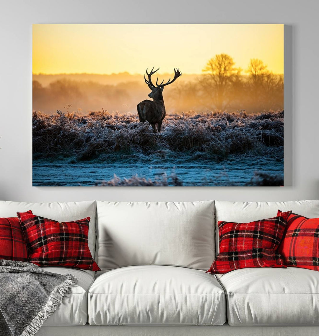 Deer at Sunset Canvas Print