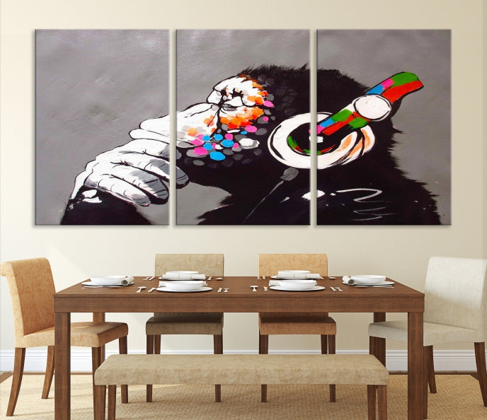 Dj Monkey Banksy Large Wall Art Street Graffiti Canvas Print