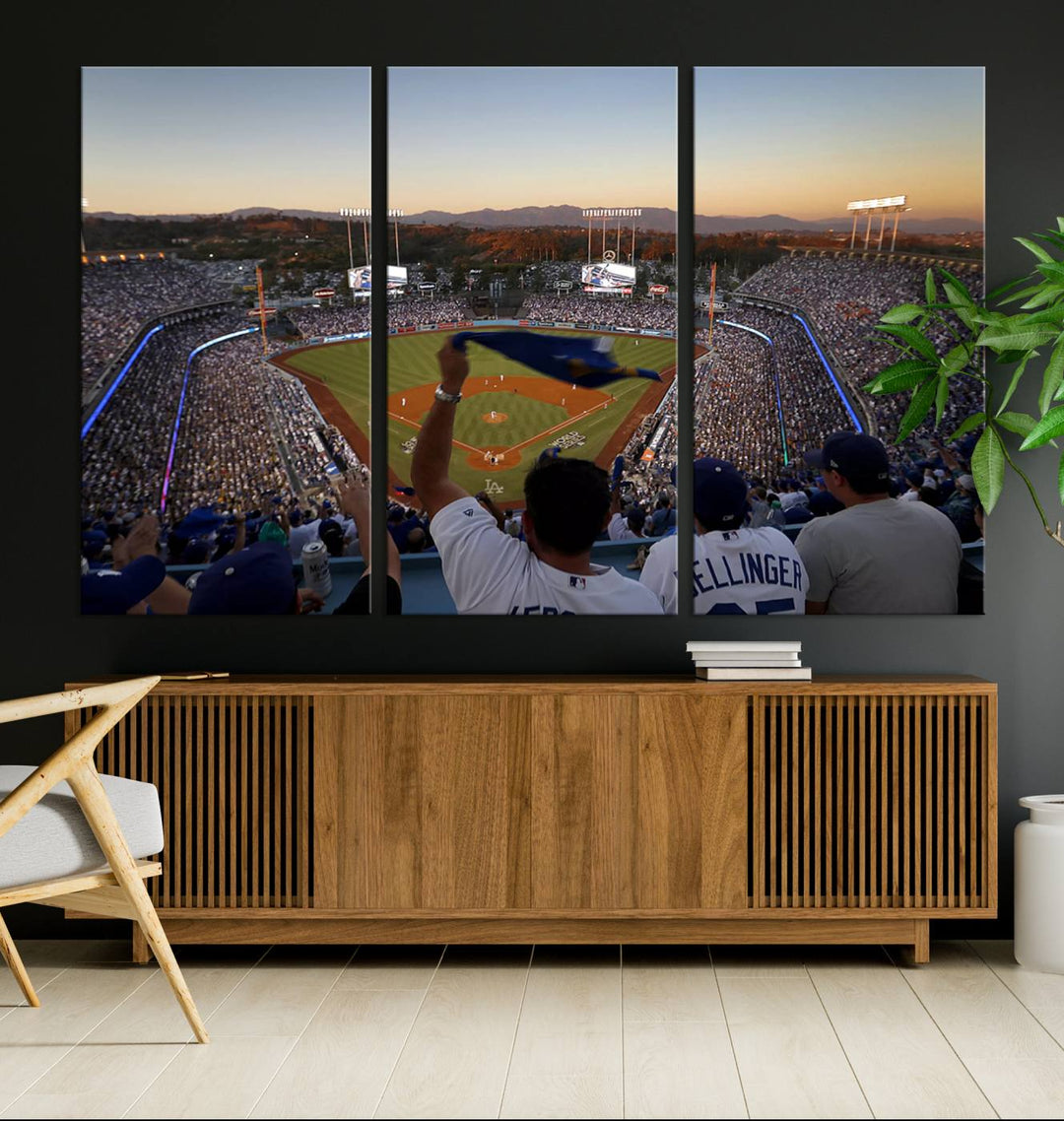 Dodger Baseball Stadium Wall Art Canvas Print