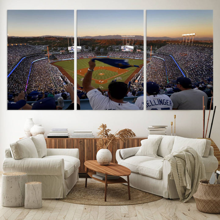 Dodger Baseball Stadium Wall Art Canvas Print