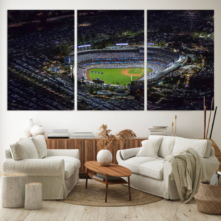 Dodger Baseball Stadium Wall Art Canvas Print