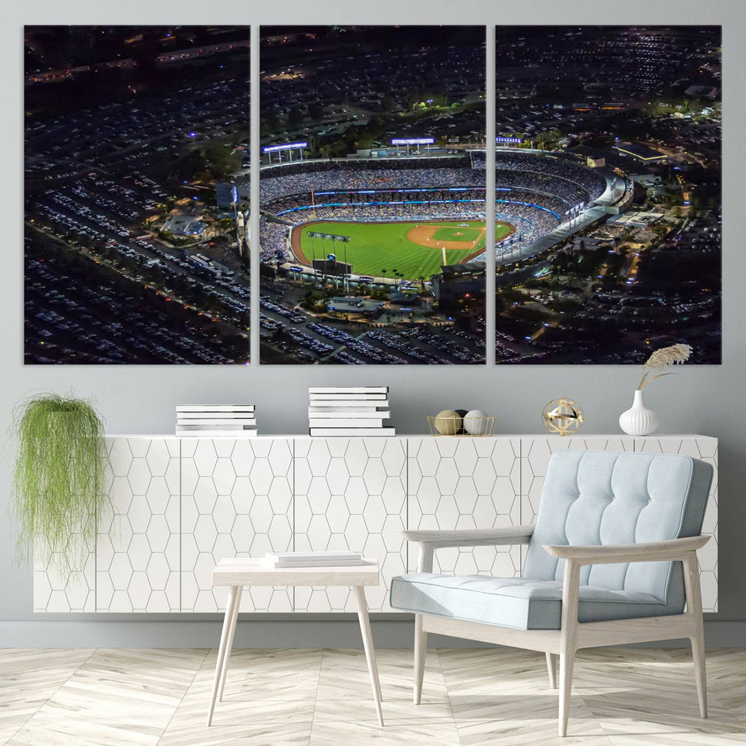 Dodger Baseball Stadium Wall Art Canvas Print