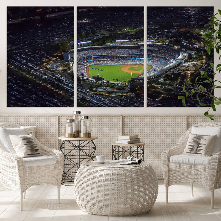 Dodger Baseball Stadium Wall Art Canvas Print