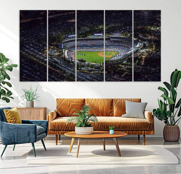 Dodger Baseball Stadium Wall Art Canvas Print