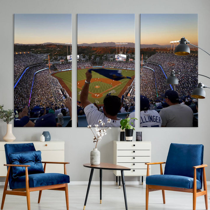 Dodger Baseball Stadium Wall Art Canvas Print