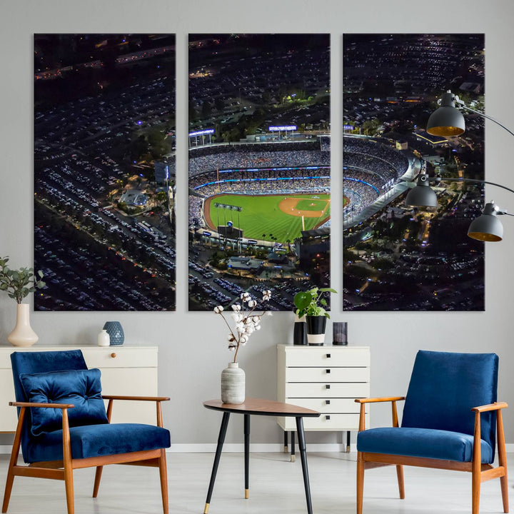 Dodger Baseball Stadium Wall Art Canvas Print