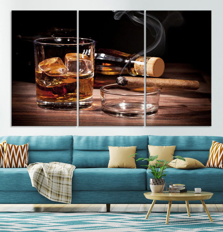 Elegant Whiskey Wall Art Canvas Print Bourbon Art Printing Modern Decor