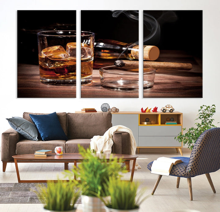 Elegant Whiskey Wall Art Canvas Print Bourbon Art Printing Modern Decor