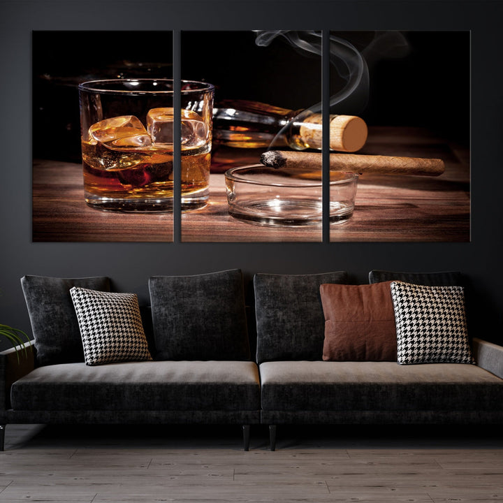 Elegant Whiskey Wall Art Canvas Print Bourbon Art Printing Modern Decor