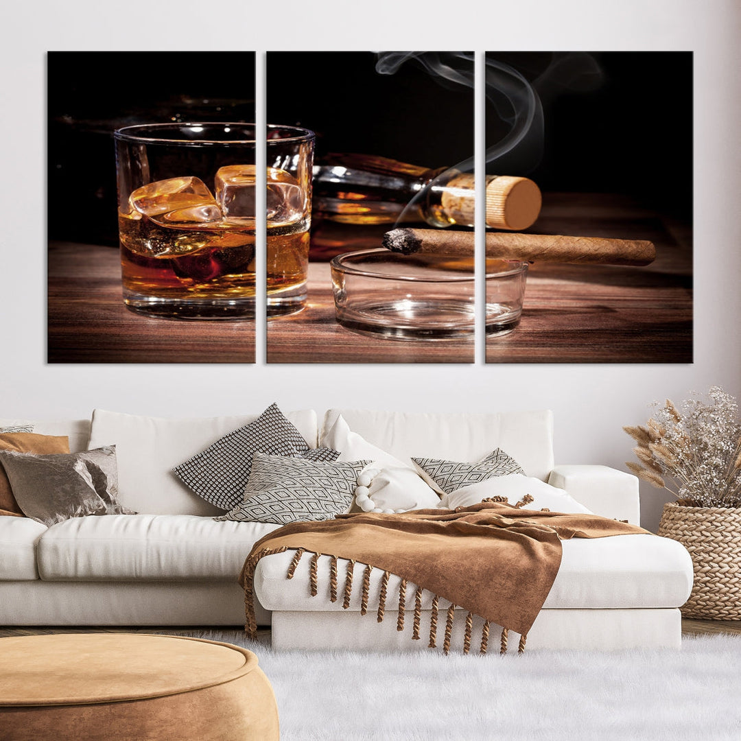 Elegant Whiskey Wall Art Canvas Print Bourbon Art Printing Modern Decor