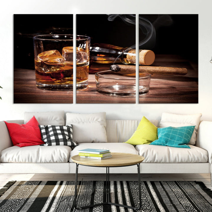 Elegant Whiskey Wall Art Canvas Print Bourbon Art Printing Modern Decor