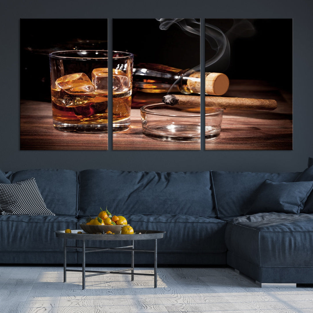 Elegant Whiskey Wall Art Canvas Print Bourbon Art Printing Modern Decor