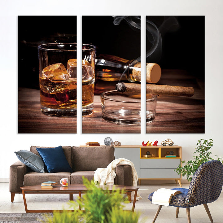 Elegant Whiskey Wall Art Canvas Print Bourbon Art Printing Modern Decor