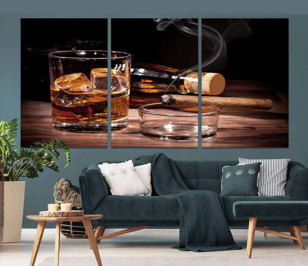 Elegant Whiskey Wall Art Canvas Print Bourbon Art Printing Modern Decor