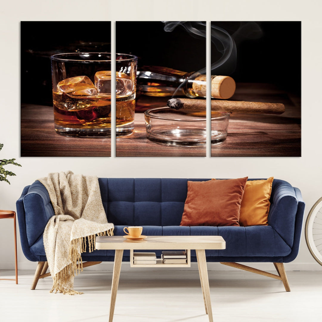 Elegant Whiskey Wall Art Canvas Print Bourbon Art Printing Modern Decor