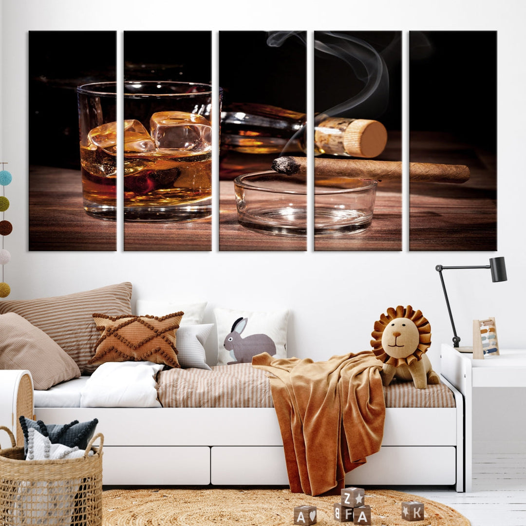 Elegant Whiskey Wall Art Canvas Print Bourbon Art Printing Modern Decor