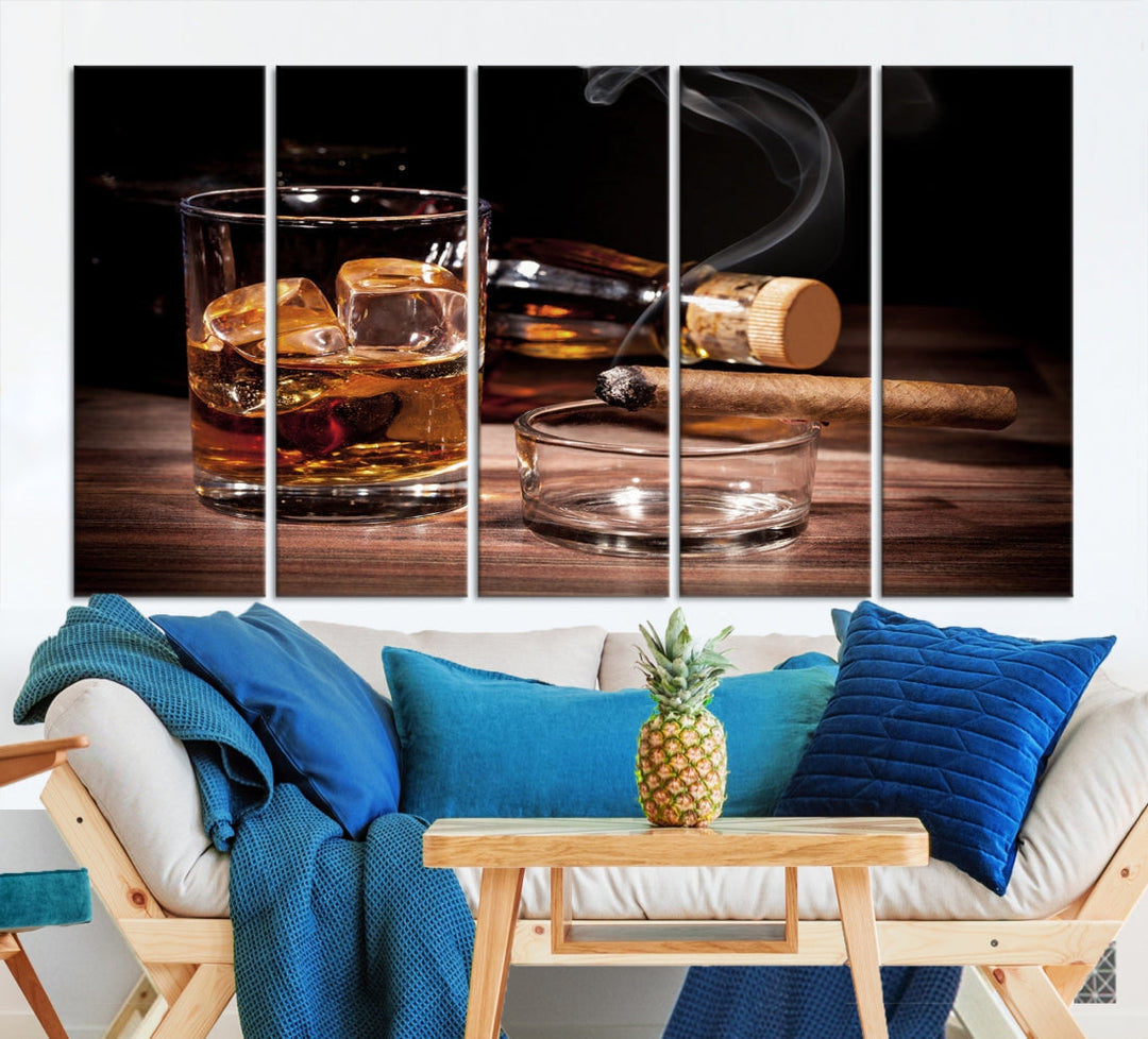 Elegant Whiskey Wall Art Canvas Print Bourbon Art Printing Modern Decor