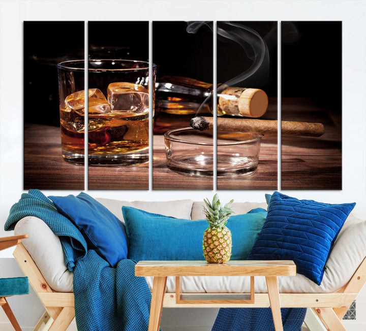 Elegant Whiskey Wall Art Canvas Print Bourbon Art Printing Modern Decor